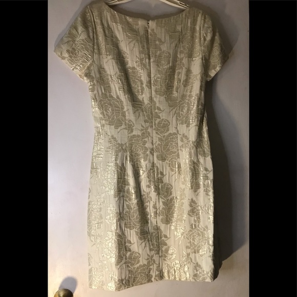 NWT, ABS Allen Schwartz Collection Light Gold & Cream Brocade Dress, Size: 6 - Picture 2 of 7